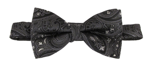 Black Paisley Silk Bow Tie by Van Buck