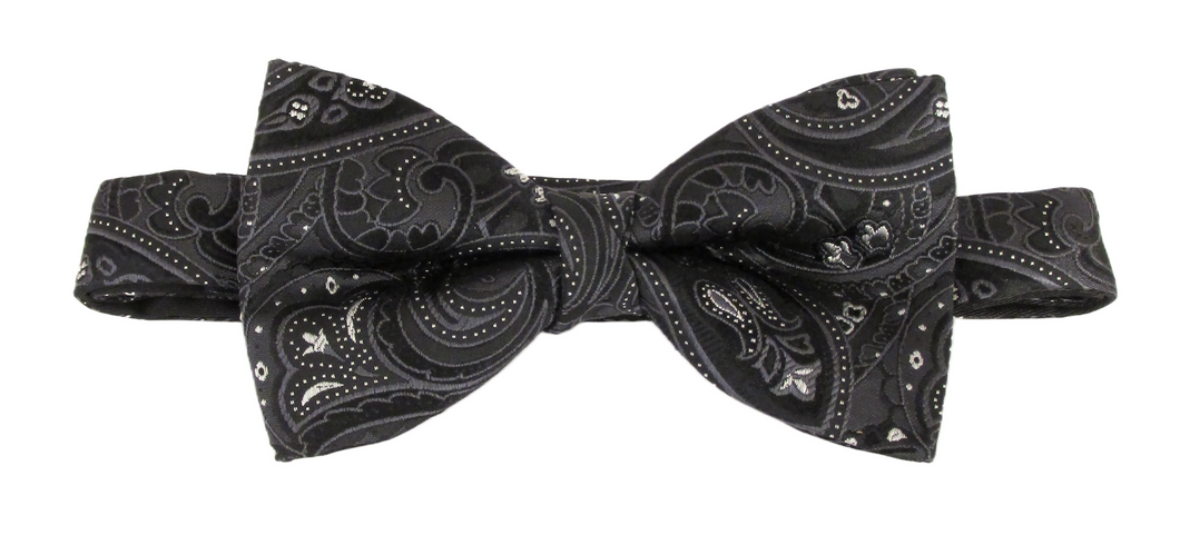 Black Paisley Silk Bow Tie by Van Buck