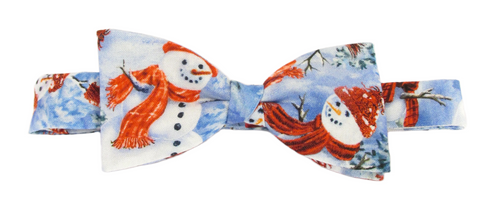 Large Snowman & Christmas Tree Bow Tie by Van Buck