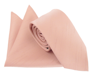 Van Buck Slub Plain Light Rose Tie and Pocket Square Set