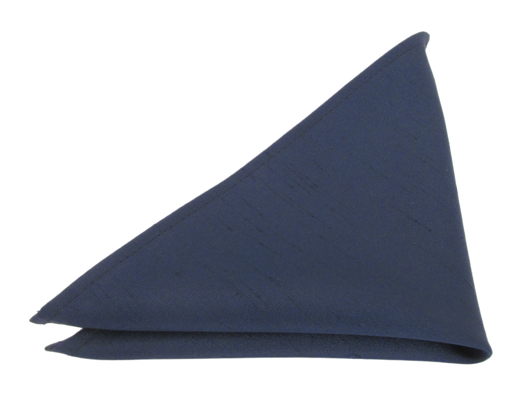 Navy Blue Slub Wedding Pocket Square by Van Buck