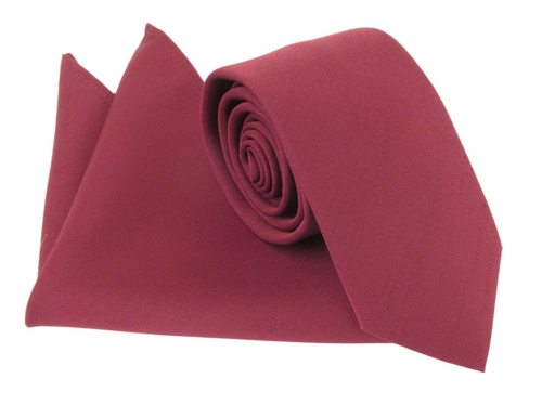 Wine Tie and Pocket Slub Plain Square Set by Van Buck