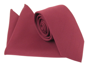 Wine Tie and Pocket Slub Plain Square Set by Van Buck