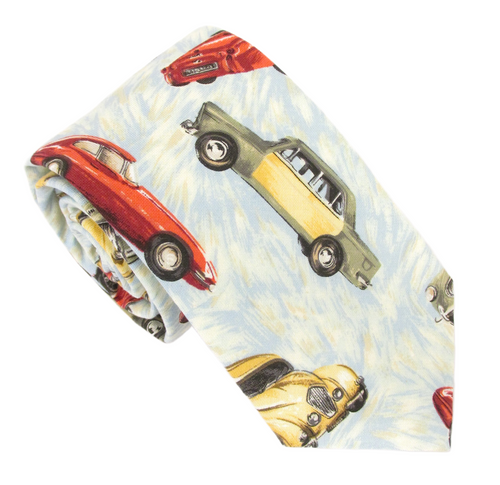 Vintage Cars Cotton Tie by Van Buck