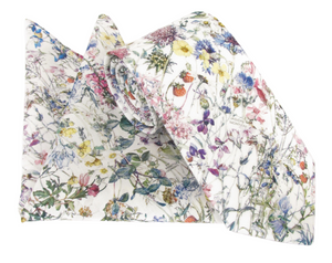Wild Flowers Ivory Cotton Tie & Pocket Square Made with Liberty Fabric