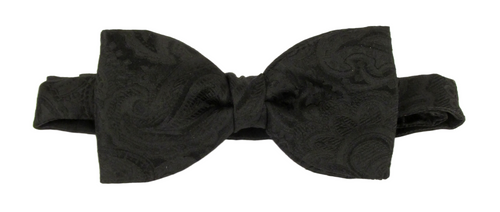 Black Silk Paisley Bow Tie by Van Buck