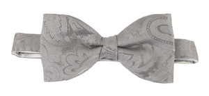 Grey Silk Paisley Bow Tie by Van Buck