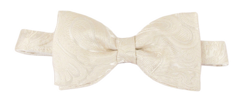 Ivory Silk Paisley Bow Tie by Van Buck