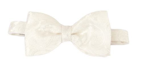 White Silk Paisley Silk Bow Tie by Van Buck