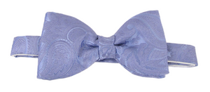 Sky Blue Silk Paisley Silk Bow Tie by Van Buck