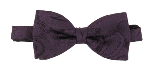Aubergine Silk Paisley Silk Bow Tie by Van Buck