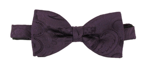 Aubergine Silk Paisley Silk Bow Tie by Van Buck
