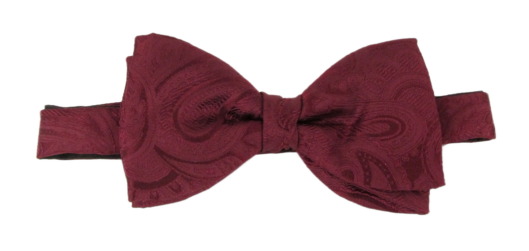 Wine Silk Paisley Silk Bow Tie by Van Buck