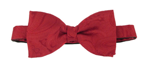 Red Silk Paisley Silk Bow Tie by Van Buck