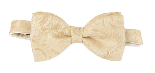 Cream Paisley Silk Bow Tie by Van Buck