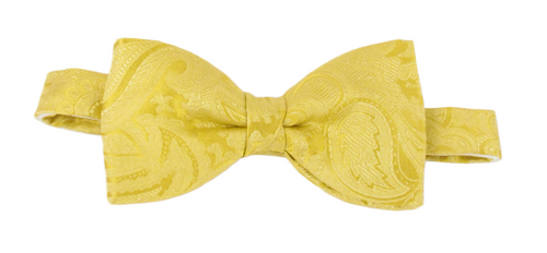 Gold Paisley Silk Bow Tie by Van Buck
