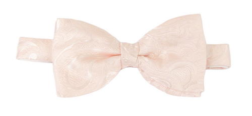 Blush Pink Paisley Silk Bow Tie by Van Buck