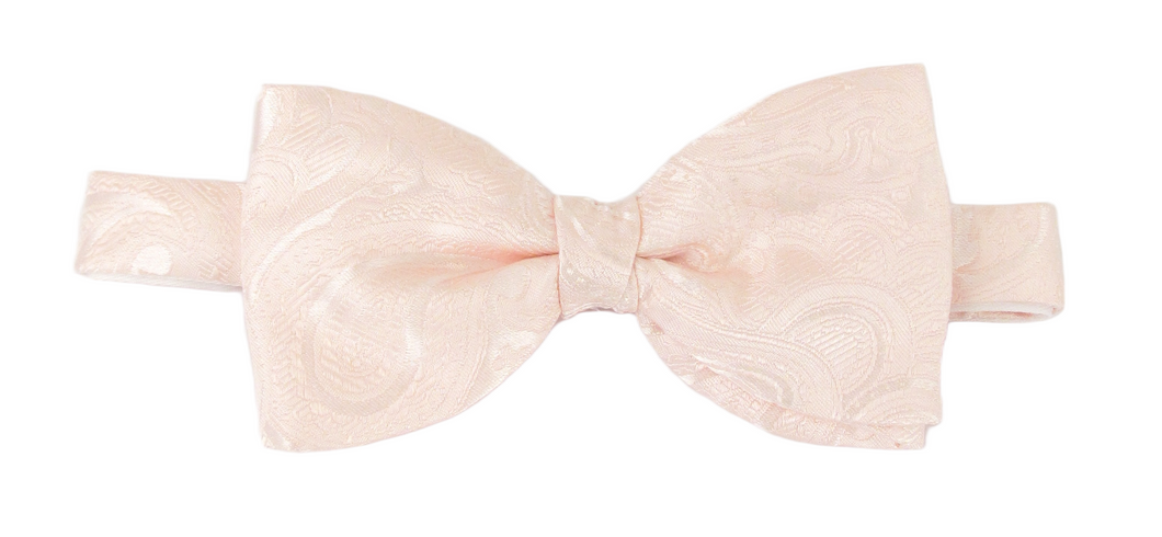 Blush Pink Paisley Silk Bow Tie by Van Buck