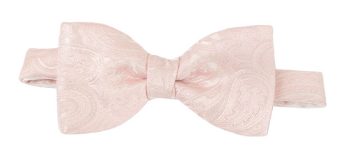 Baby Pink Paisley Silk Bow Tie by Van Buck