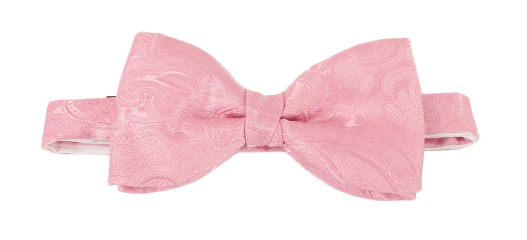 Rose Pink Paisley Silk Bow Tie by Van Buck