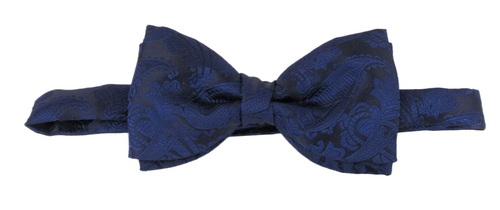 Navy Paisley Bow Tie by Van Buck