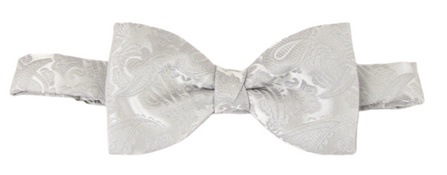 Silver Paisley Bow Tie by Van Buck