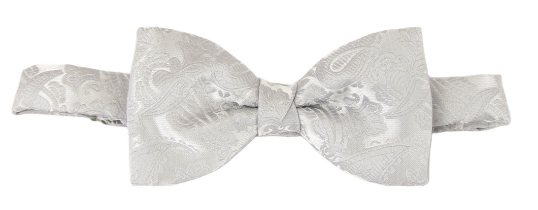 Silver Paisley Bow Tie by Van Buck