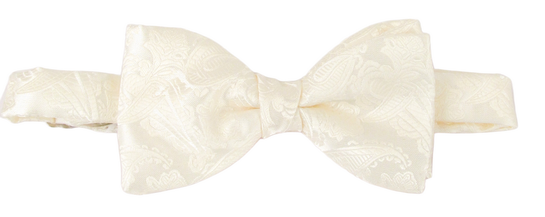 Ivory Paisley Bow Tie by Van Buck