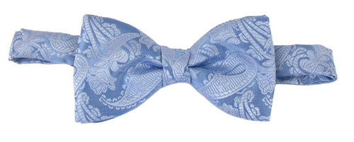 Sky Blue Paisley Bow Tie by Van Buck