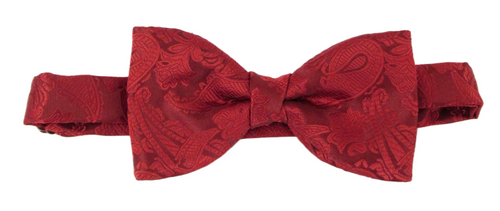 Cherry Red Paisley Bow Tie by Van Buck