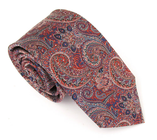 Red Intricate Paisley London Silk Tie by Van Buck