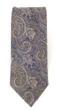 Brown & Navy Intricate Paisley London Silk Tie by Van Buck