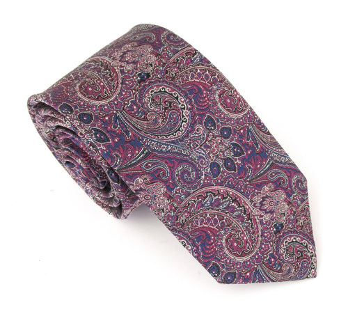 Cerise Intricate Paisley London Silk Tie by Van Buck