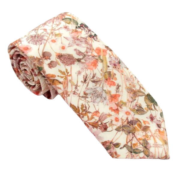 Wild Flowers Pink Cotton Tie Made with Liberty Fabric