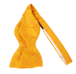 Orange Paisley Self-Tied Bow Tie by Van Buck