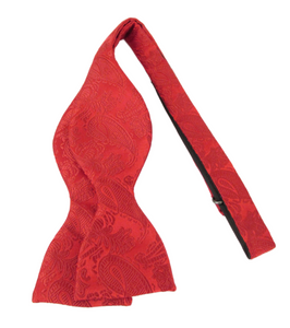 Red Paisley Self-Tied Bow Tie by Van Buck