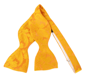 Orange Paisley Self-Tied Bow Tie by Van Buck