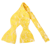 Gold Paisley Self-Tied Bow Tie by Van Buck