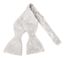 Silver Paisley Self-Tied Bow Tie by Van Buck