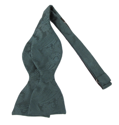 Forest Green Paisley Self-Tied Bow Tie by Van Buck