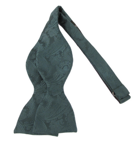 Forest Green Paisley Self-Tied Bow Tie by Van Buck