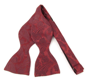 Burgundy Paisley Self-Tied Bow Tie by Van Buck