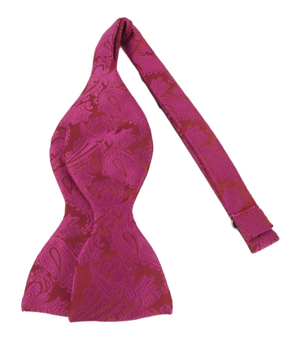 Cerise Paisley Self-Tied Bow Tie by Van Buck