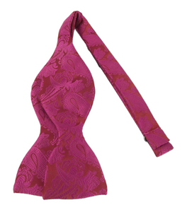 Cerise Paisley Self-Tied Bow Tie by Van Buck