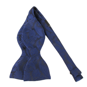 Navy Blue Paisley Self-Tied Bow Tie by Van Buck