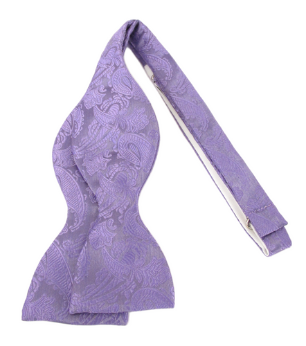 Lilac Paisley Self-Tied Bow Tie by Van Buck