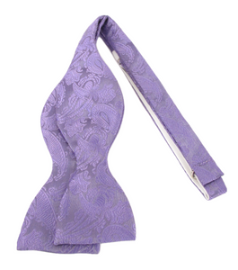 Lilac Paisley Self-Tied Bow Tie by Van Buck