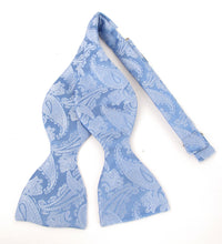 Sky Blue Paisley Self-Tied Bow Tie by Van Buck