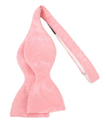 Baby Pink Paisley Self-Tied Bow Tie by Van Buck