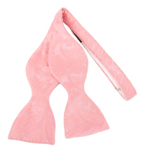 Baby Pink Paisley Self-Tied Bow Tie by Van Buck